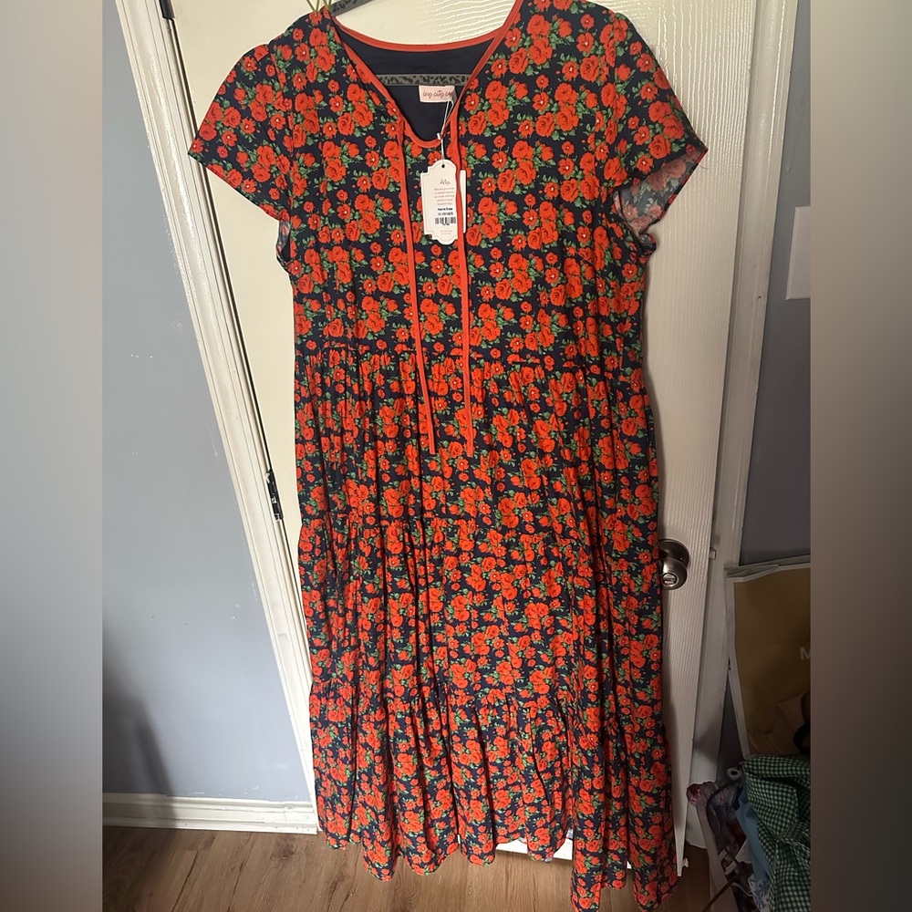 Floral Red and Black Maxi Dress Kenna